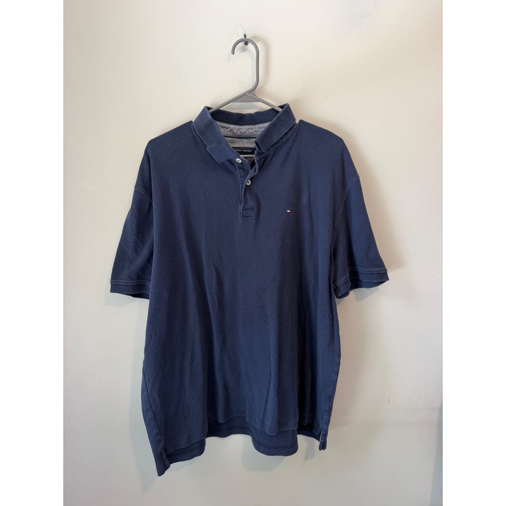 Tommy Hilfiger Mens Navy Blue Short‎ Sleeve Cotton Pique Polo Shirt XL